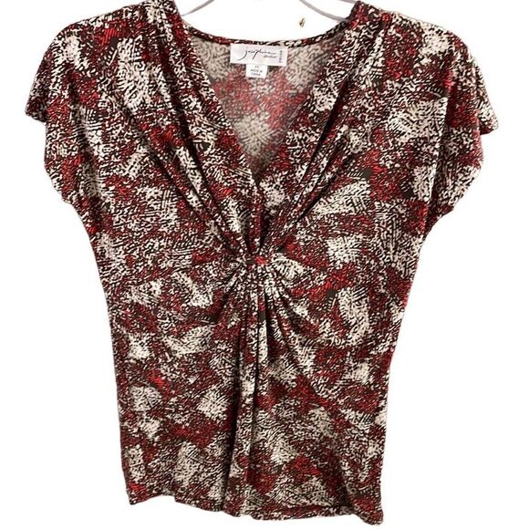 Josephine Studio Ladies Vneck Gathered Top, Size Petite Small, Brown,Tan,Orange - Picture 6 of 6